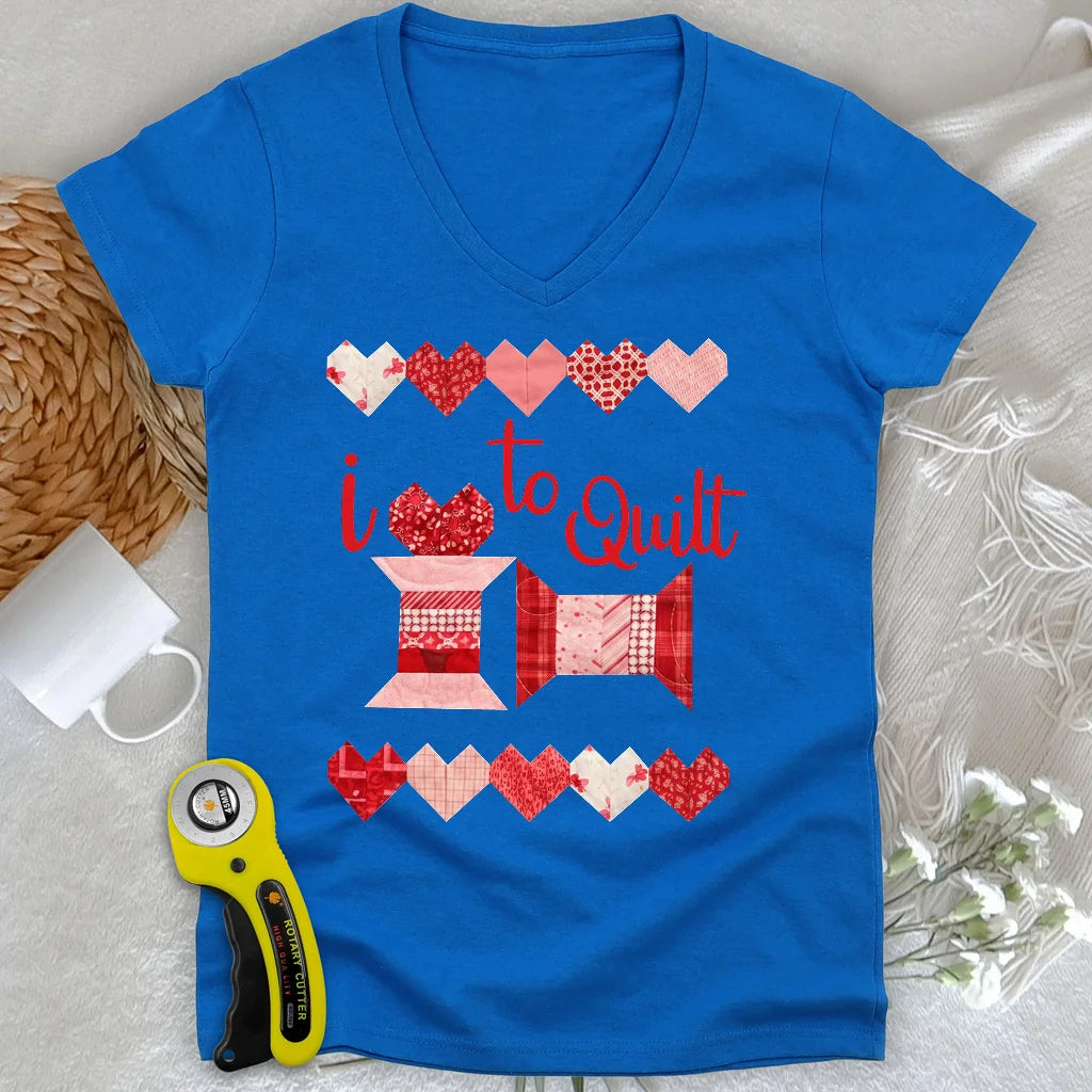 Haut décolleté en V Quilting Love Lady