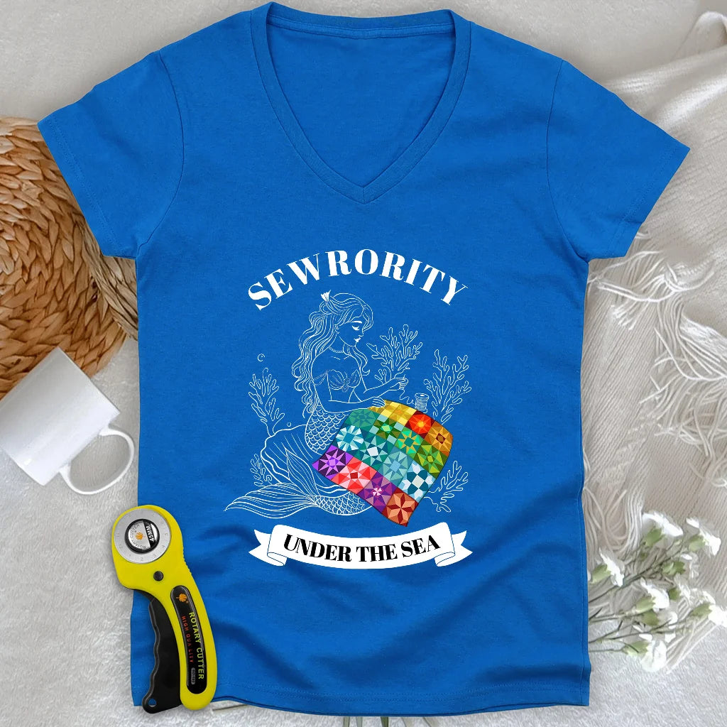 Quilting Mermaid Lady V-neck
