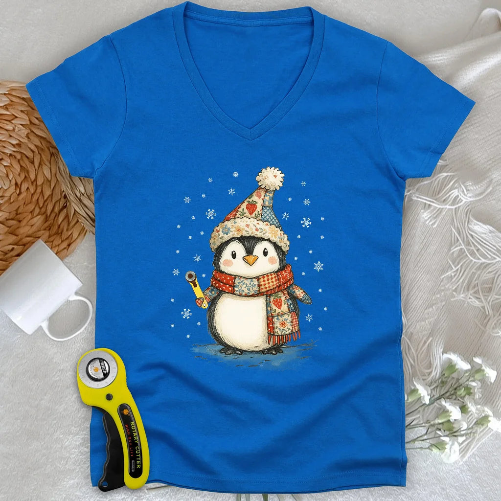 Quilty Little Penguin Femme Col V