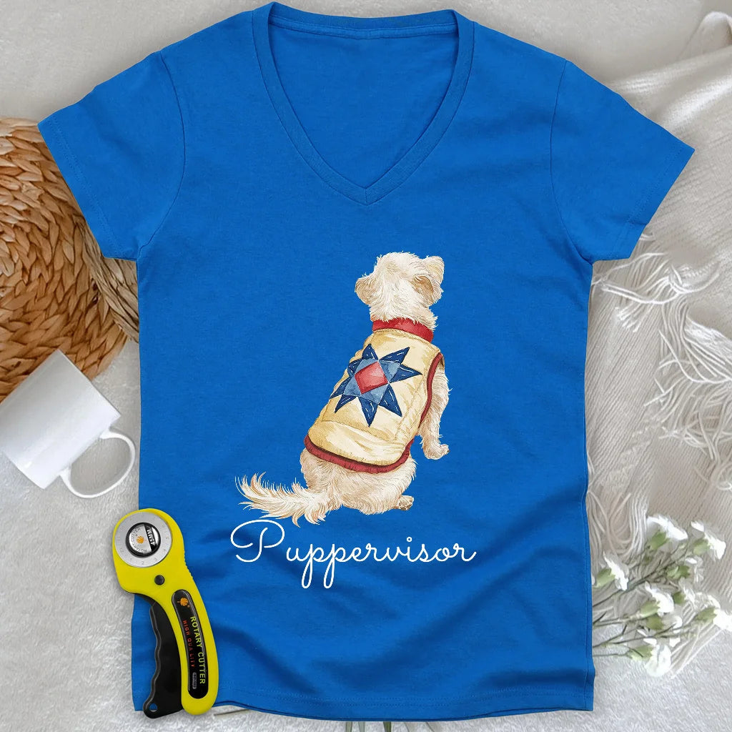Quilty Pup Star Lady V-neck