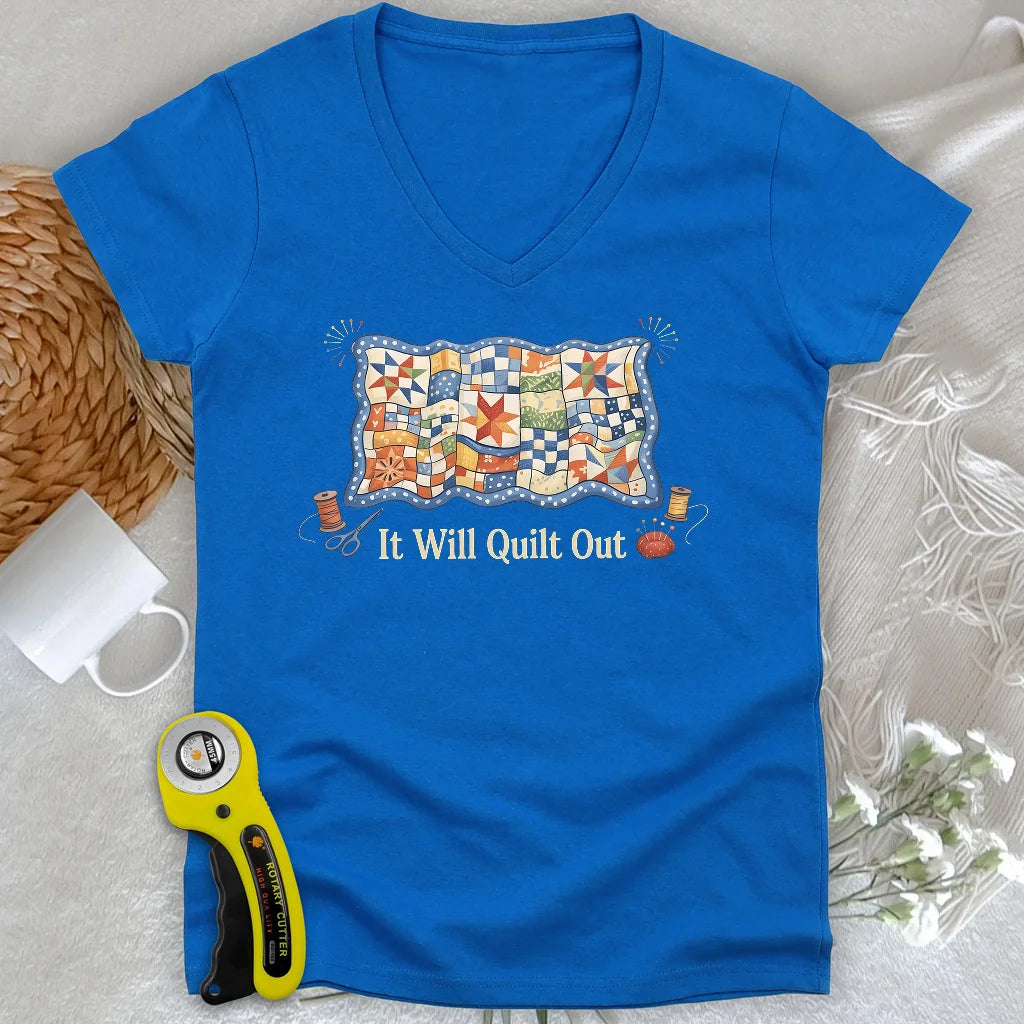 Relax… It Will Quilt Out Lady V-neck