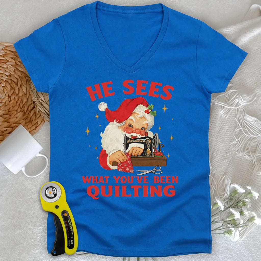 Santa Sees Lady V-neck