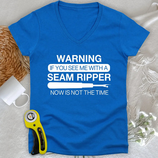 Seam Ripper Warning Lady V-neck