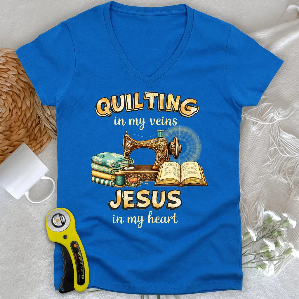 Tricoté avec Jésus Col en V Femme