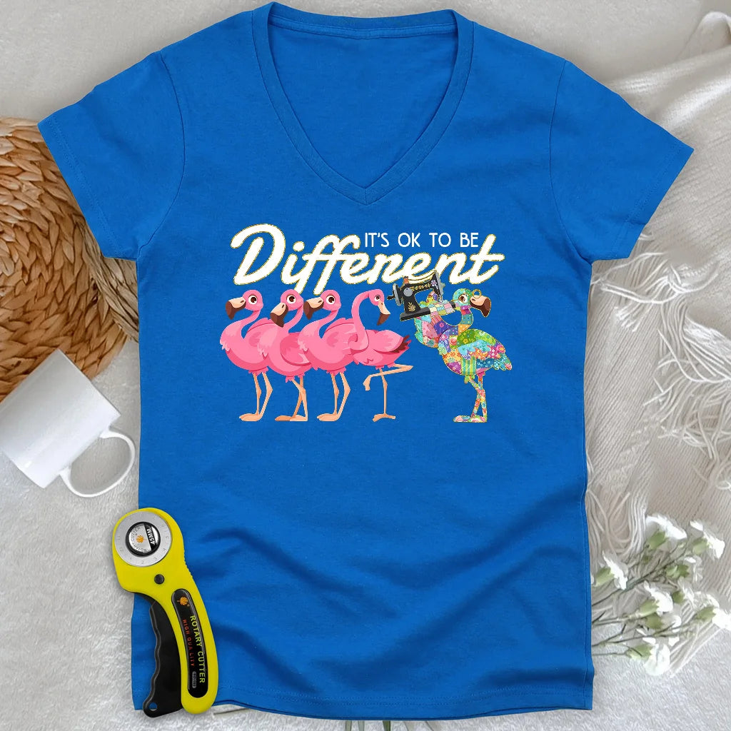 Stand Out Flamingo Lady V-neck