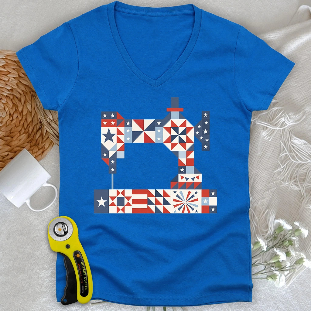 Stars & Stitches Sewing Lady V-neck