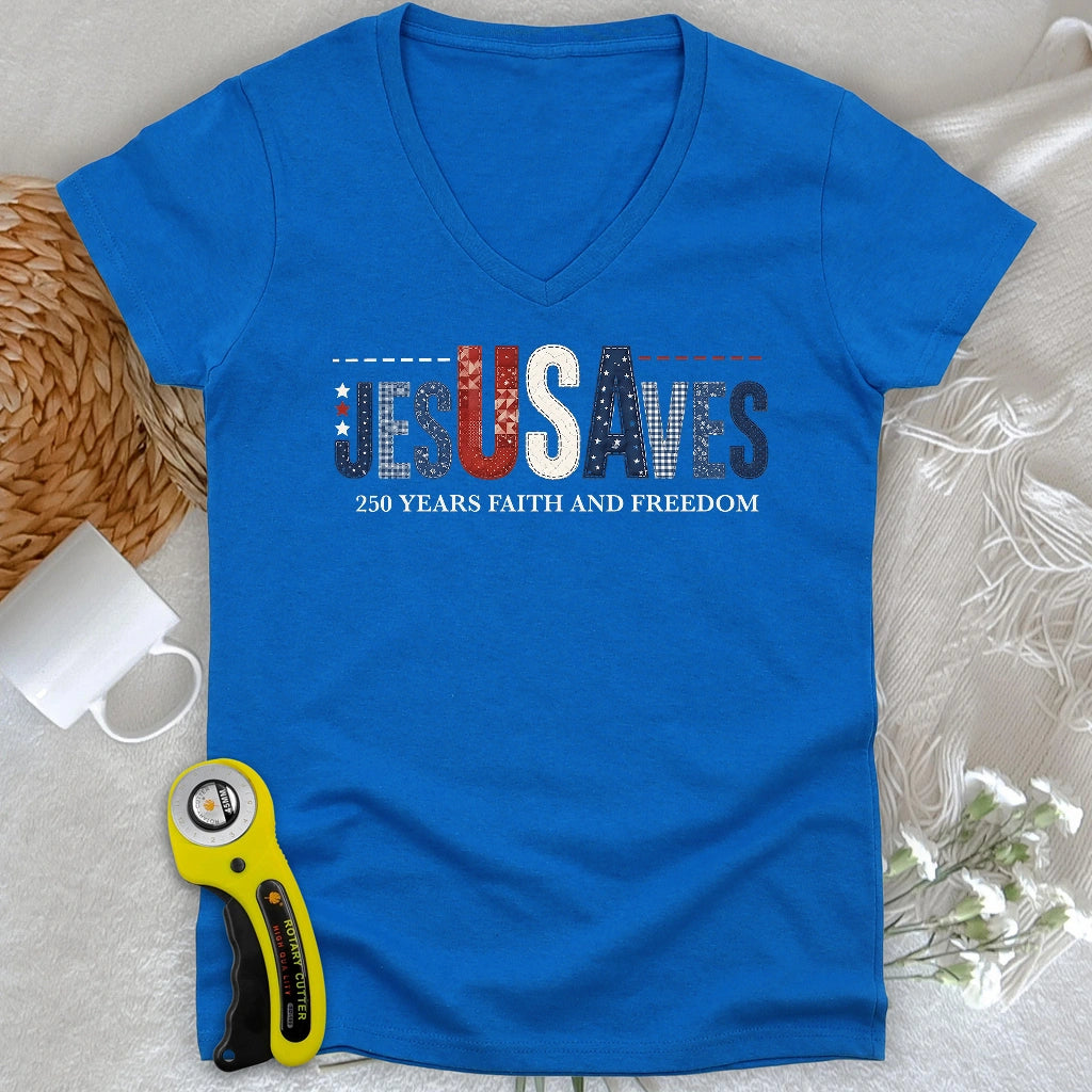 Stitching Faith Since 1776 Lady V-neck