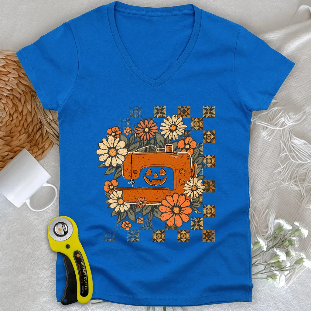 The Jack-o’-Quilter Lady V-neck