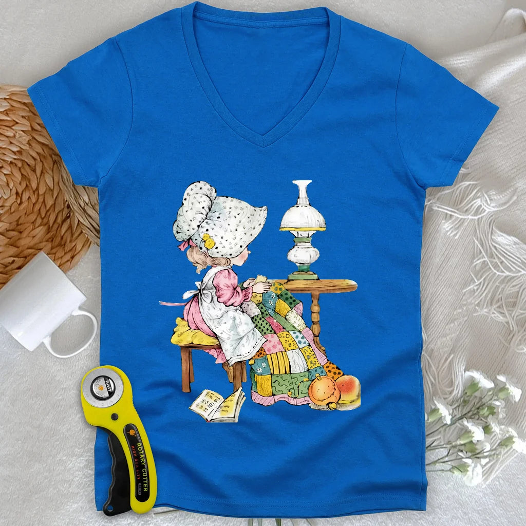 The Little Quilter Lady V-neck