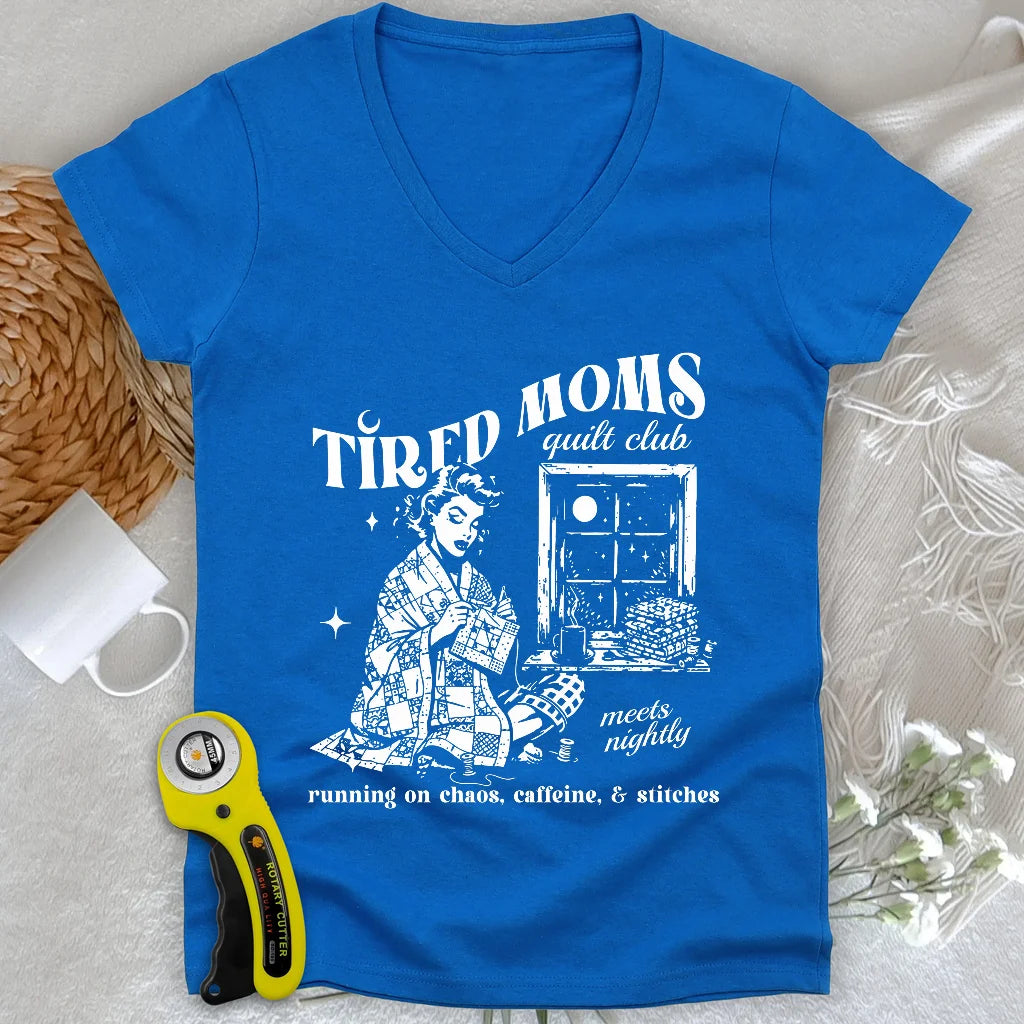 Tired Quilt Moms Lady V-neck