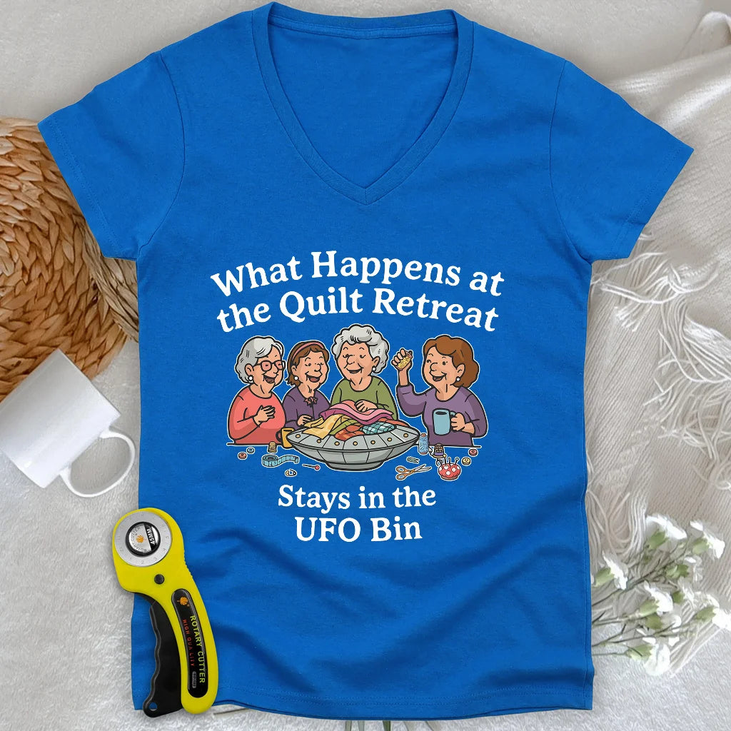 UFO Quilt Retreat Lady V-neck