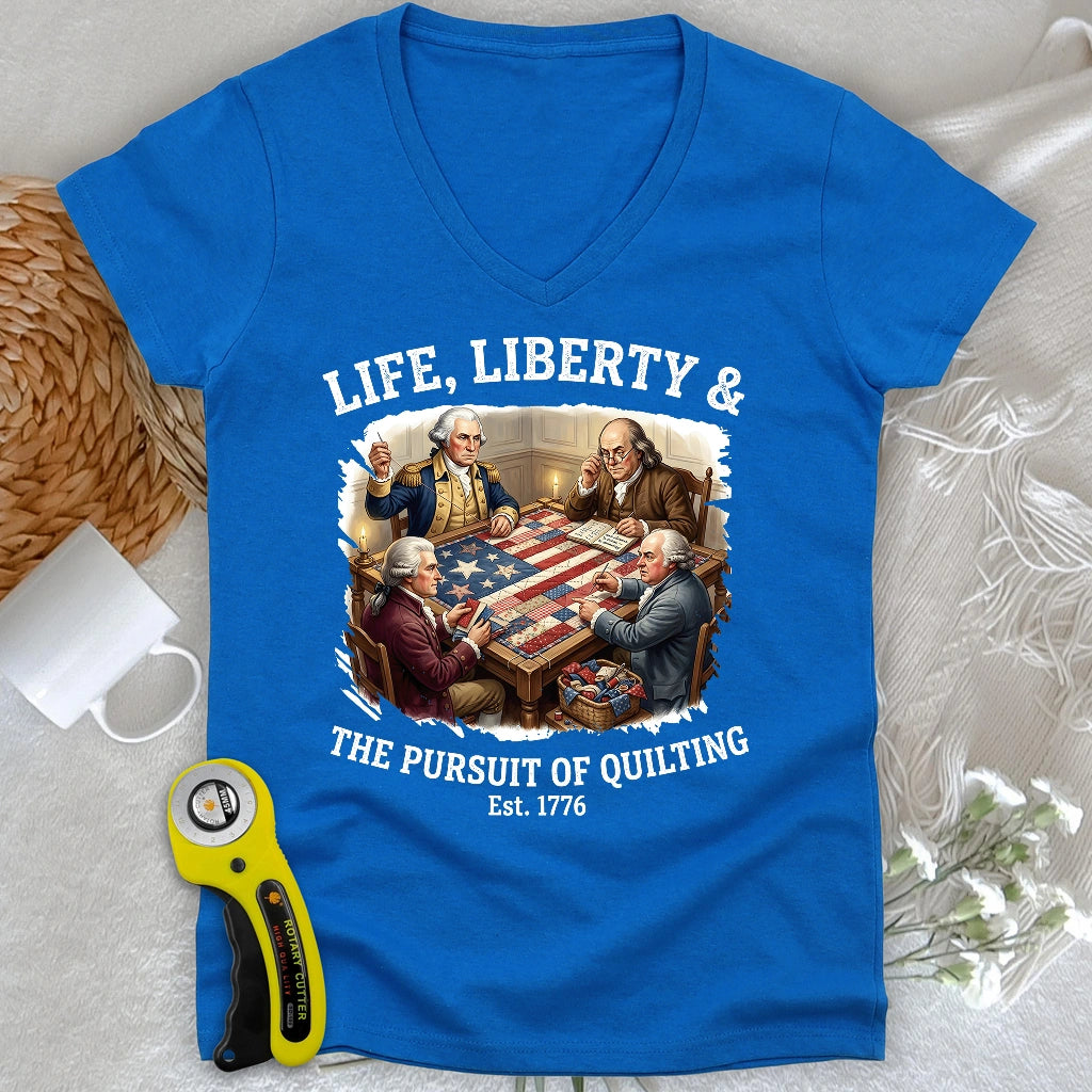 United We Quilt 1776 Lady V-neck