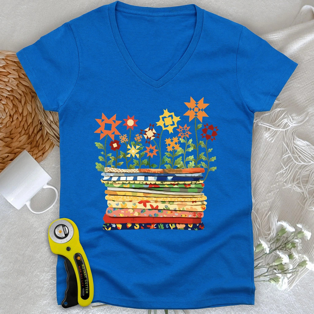 Where Quilts Bloom Lady V-neck