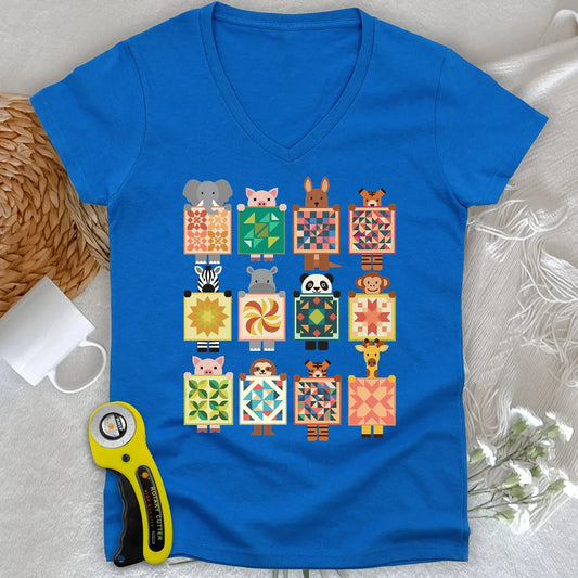 Woodland Patchwork Crew Lady V-neck