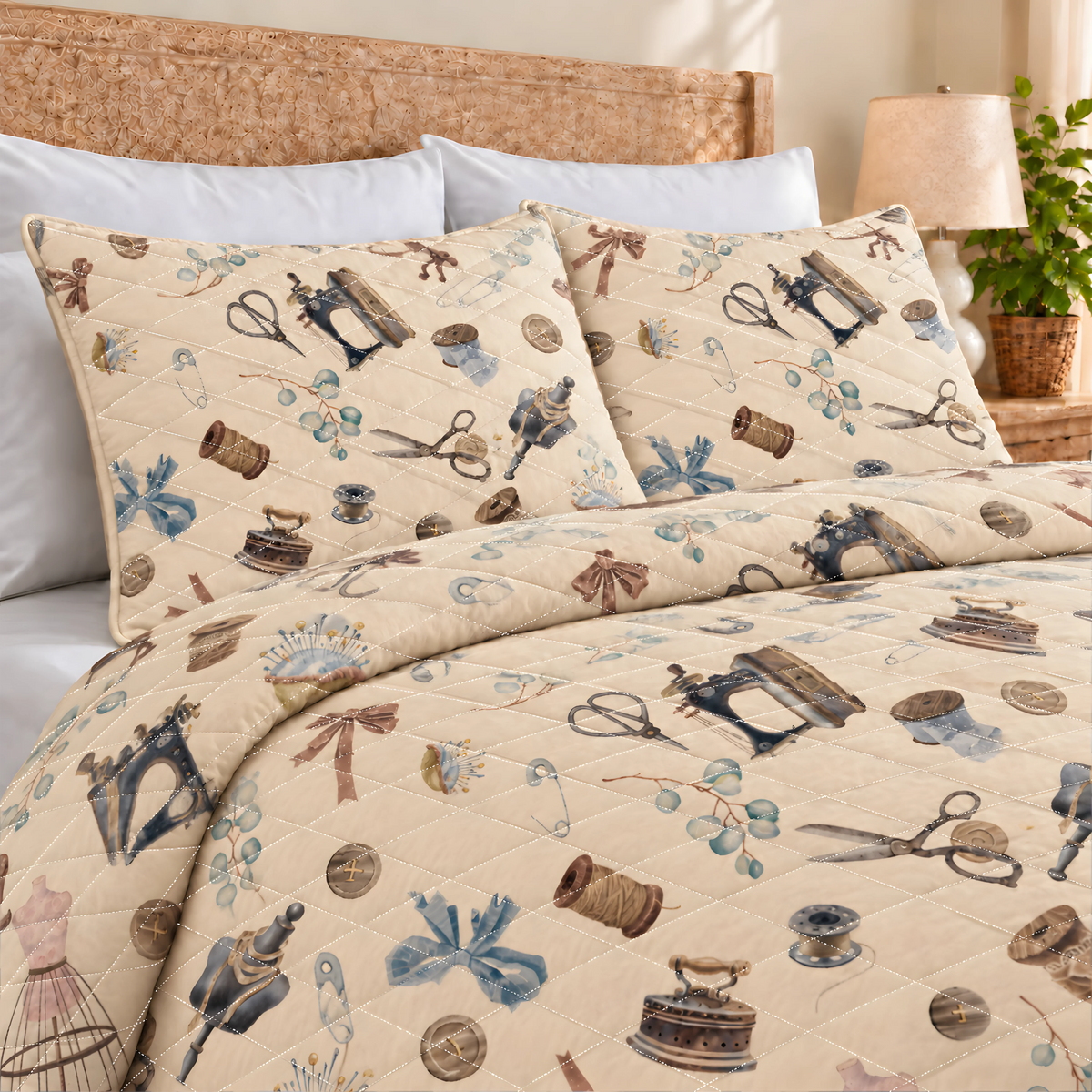 Sewing Room Quilted Bedding Set
