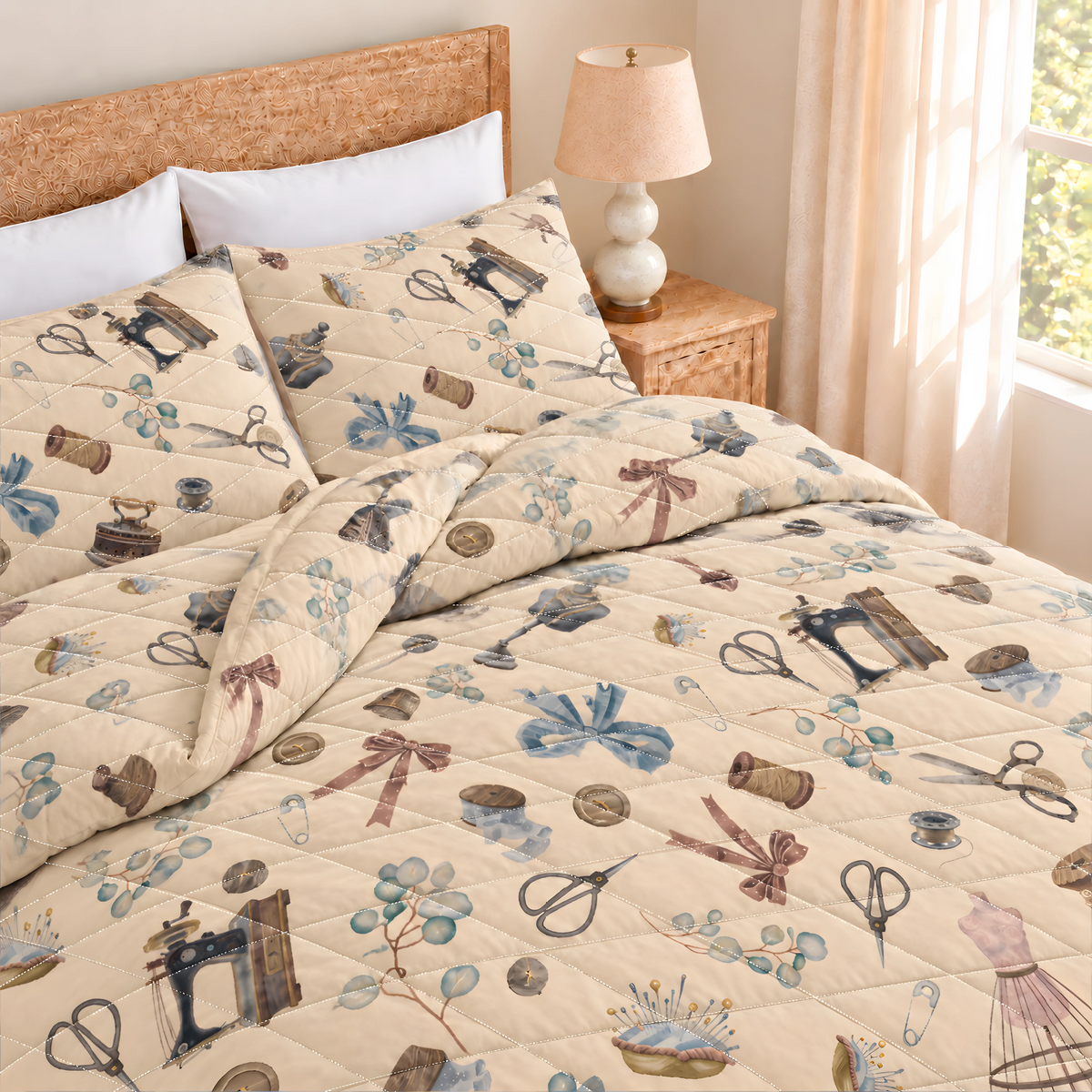 Sewing Room Quilted Bedding Set