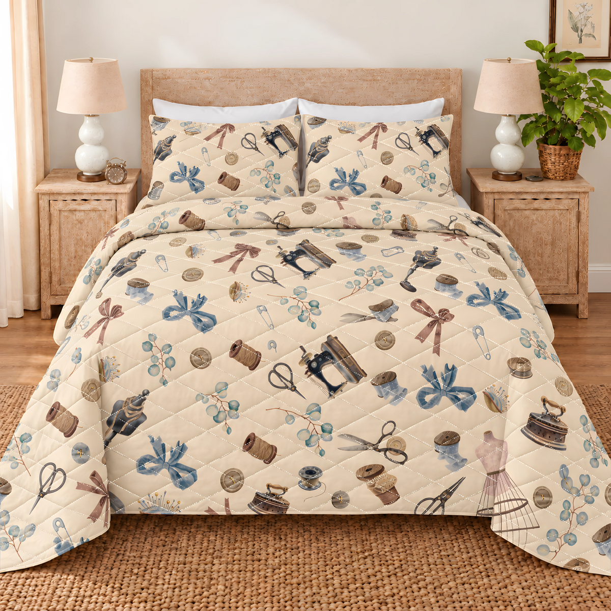 Sewing Room Quilted Bedding Set