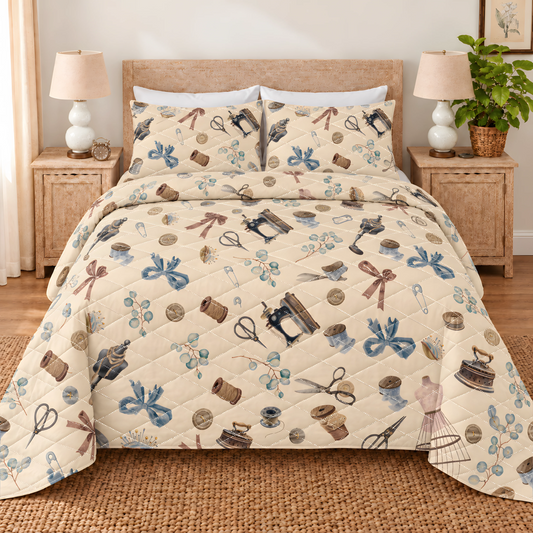 Sewing Room Quilted Bedding Set