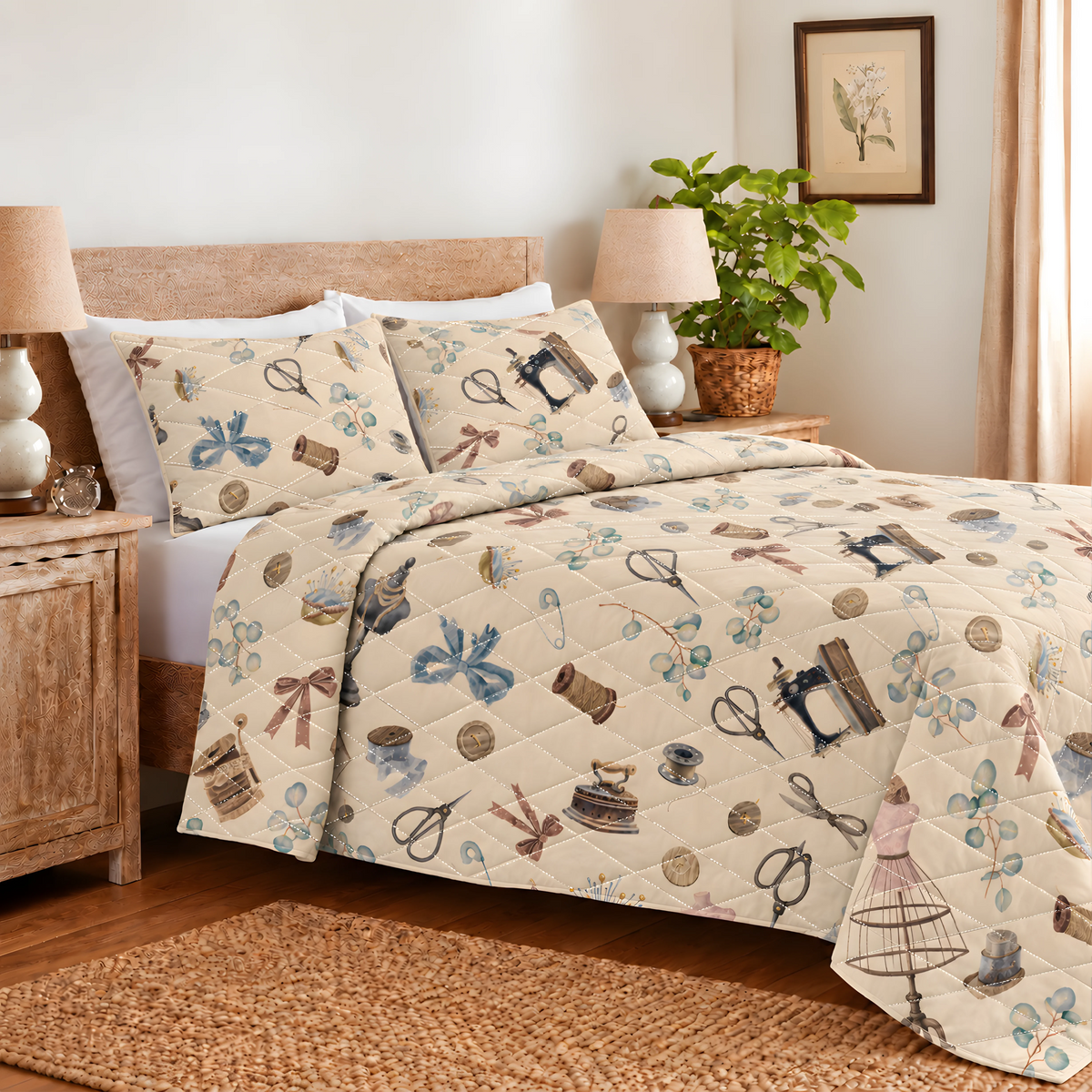 Sewing Room Quilted Bedding Set