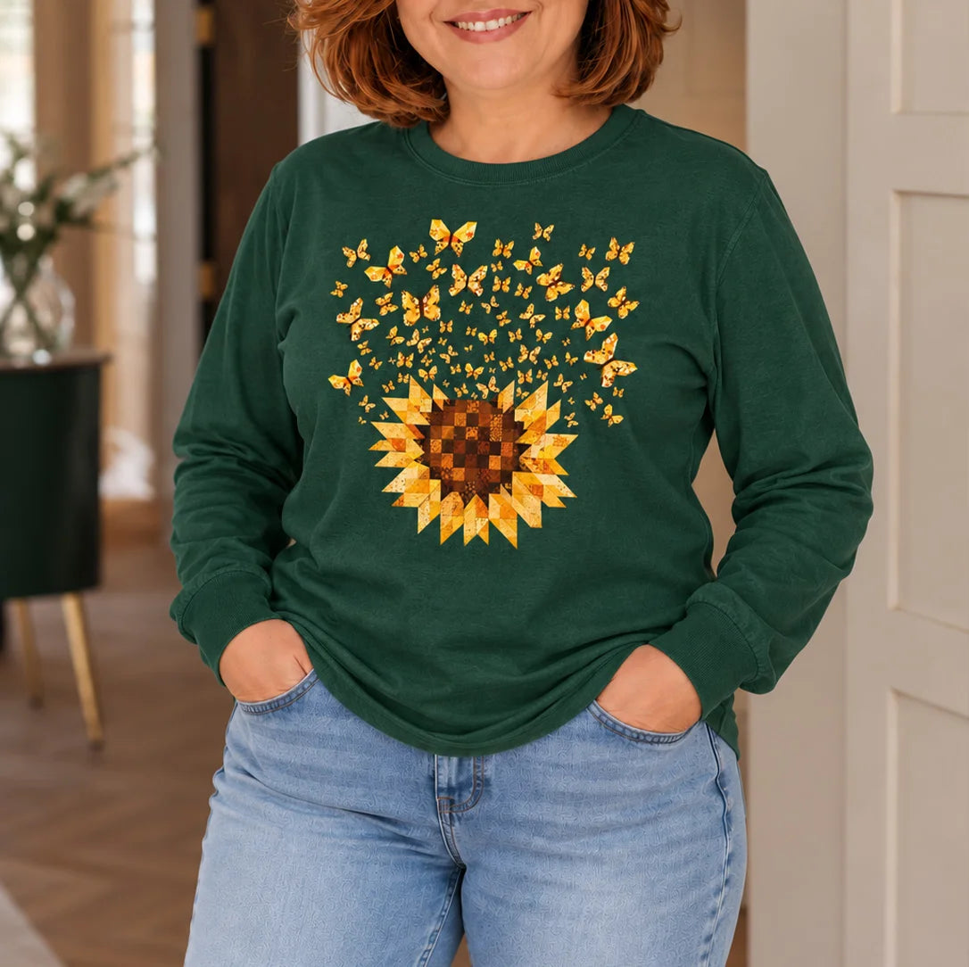 Maglietta a maniche lunghe Sunflower Magic Quilt Bloom
