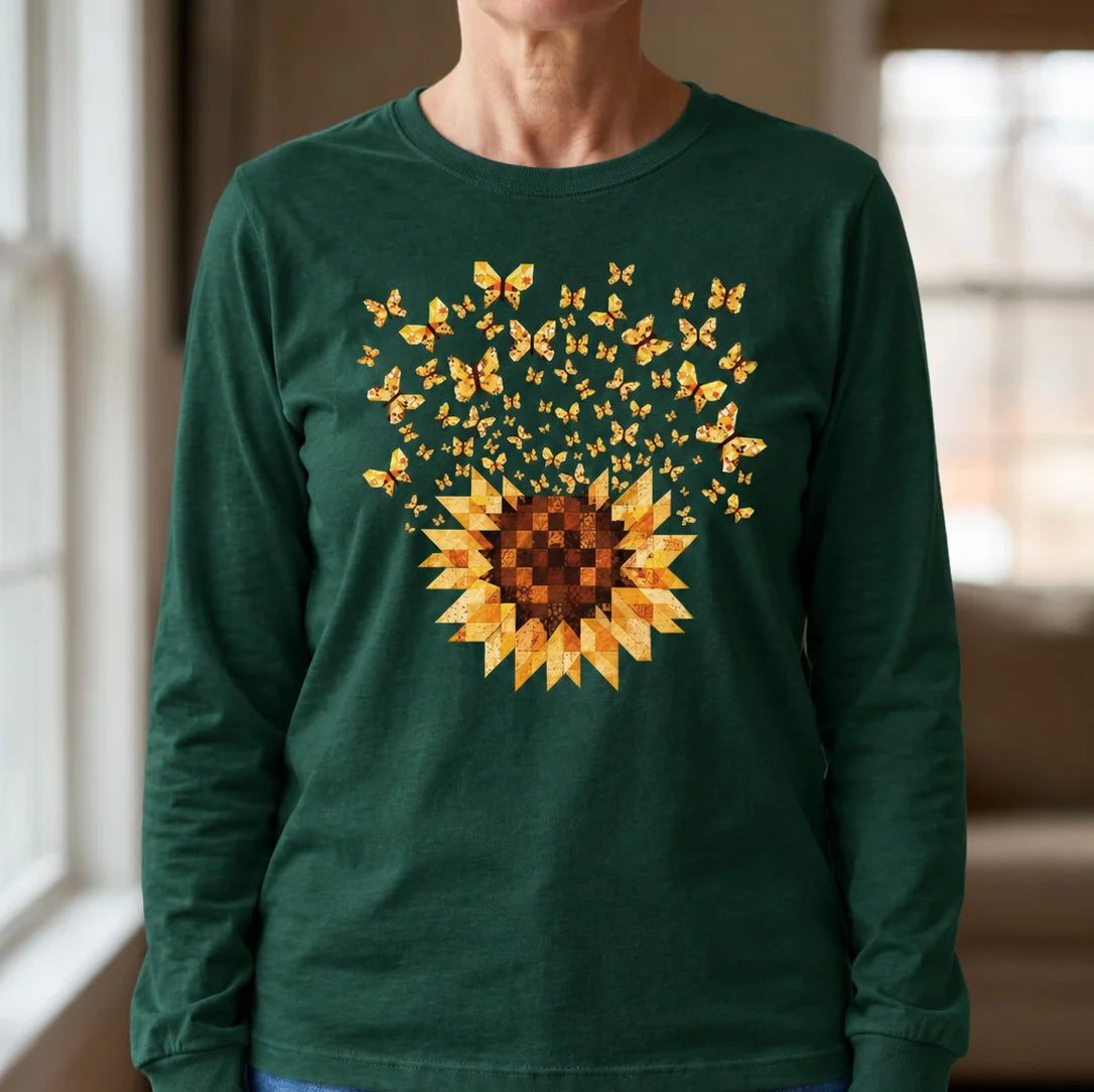 Maglietta a maniche lunghe Sunflower Magic Quilt Bloom