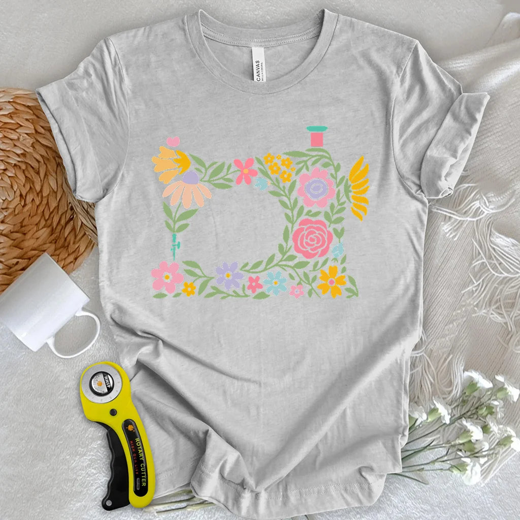 T-shirt Machine à fleurs abstraites