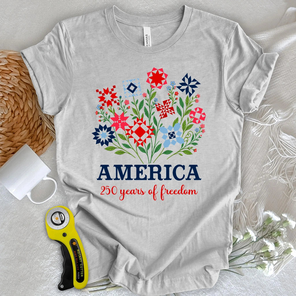 Americana Quilt Blooms T-shirt