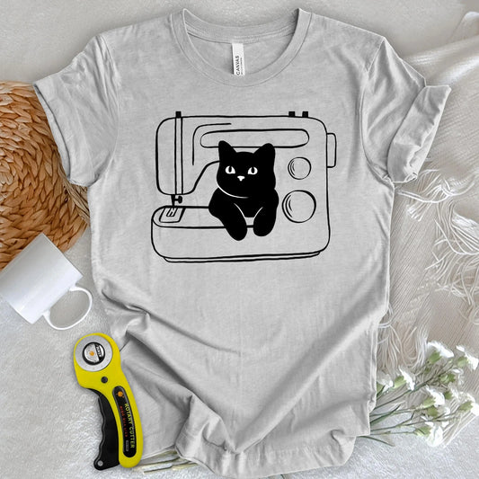 Black cat machine T-shirt