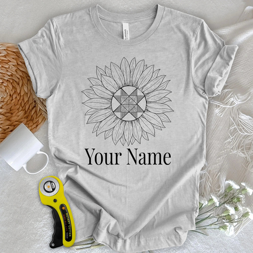 "Custom Name" Block Sunflower T-shirt