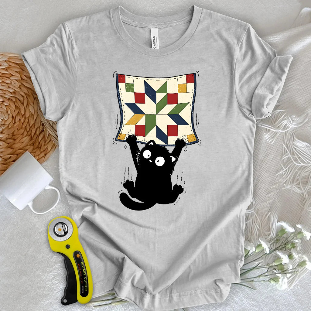 Clingy Quilt Cat T-shirt