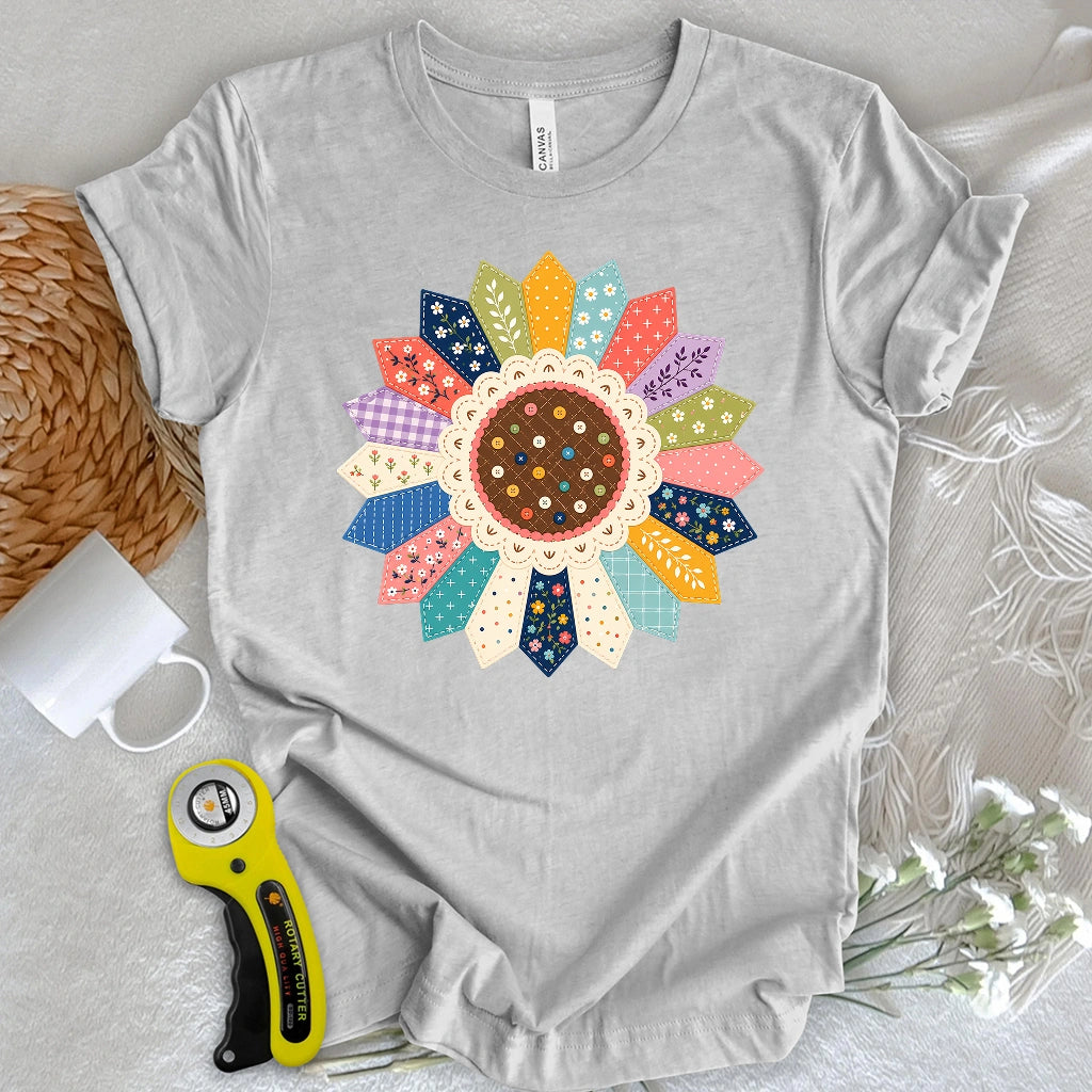 Floral Applique Quilt Block T-shirt