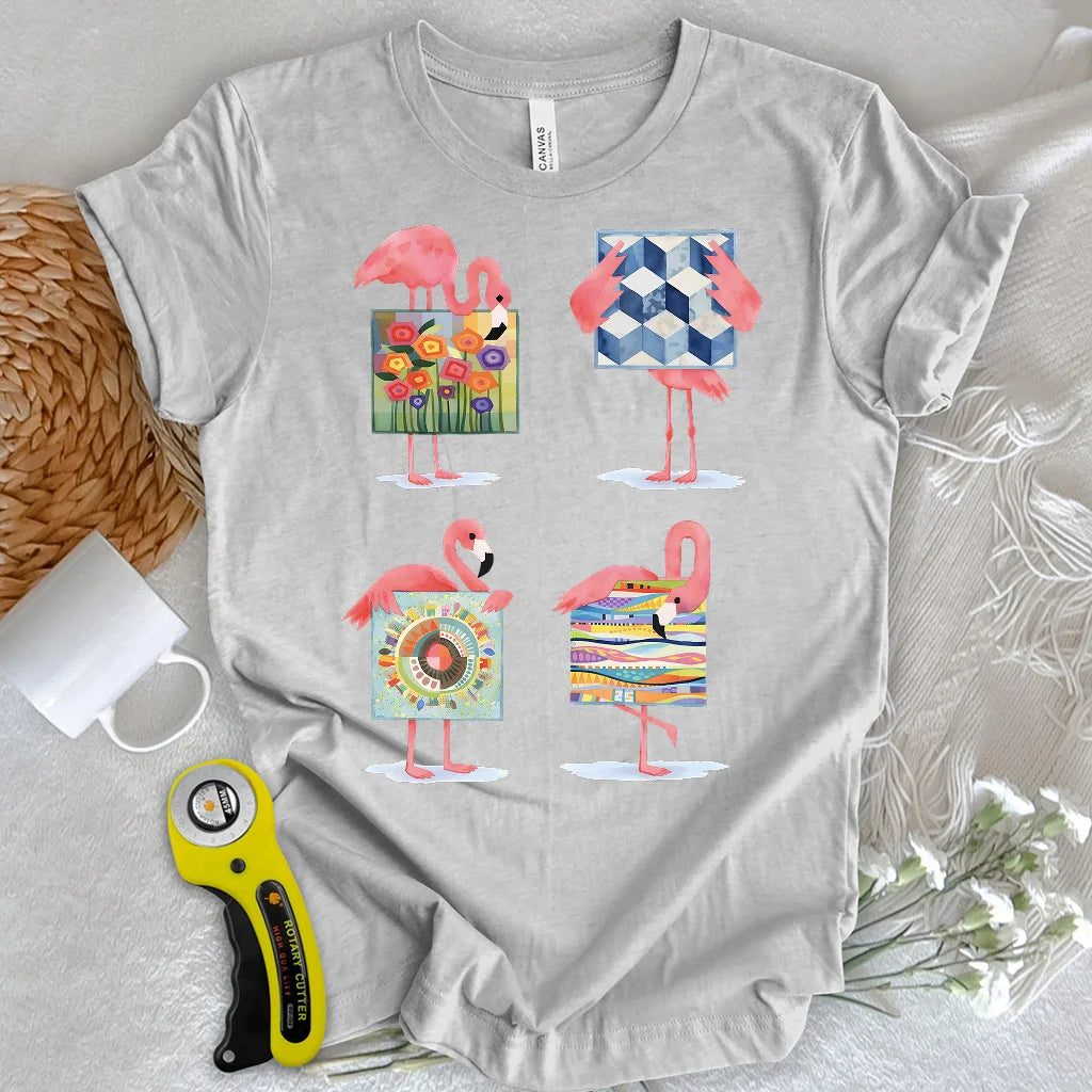 T-shirt Flamants roses courtepointe moderne
