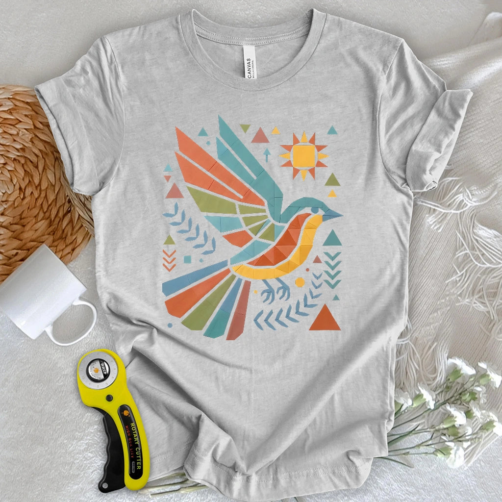 Patchwork Boho Bird T-shirt