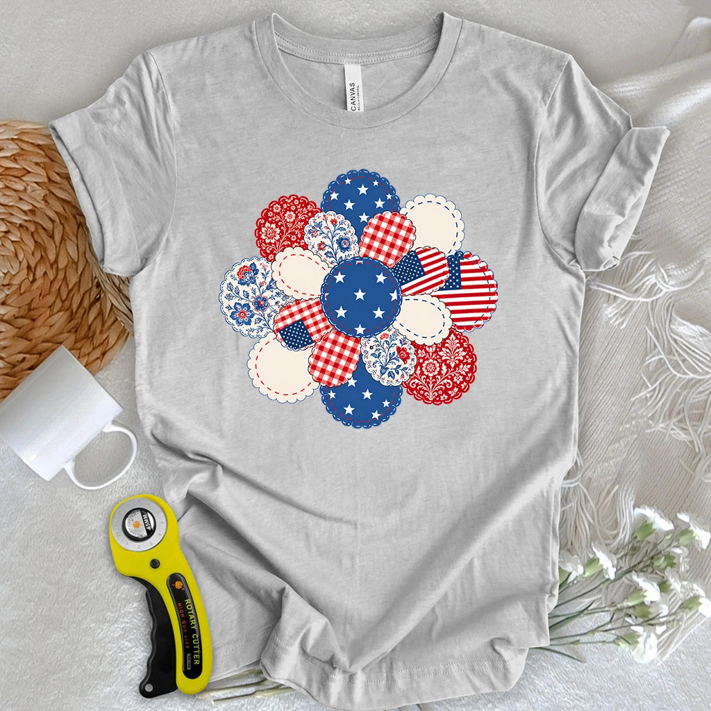 Patriotic Bloom Appliqué T-shirt