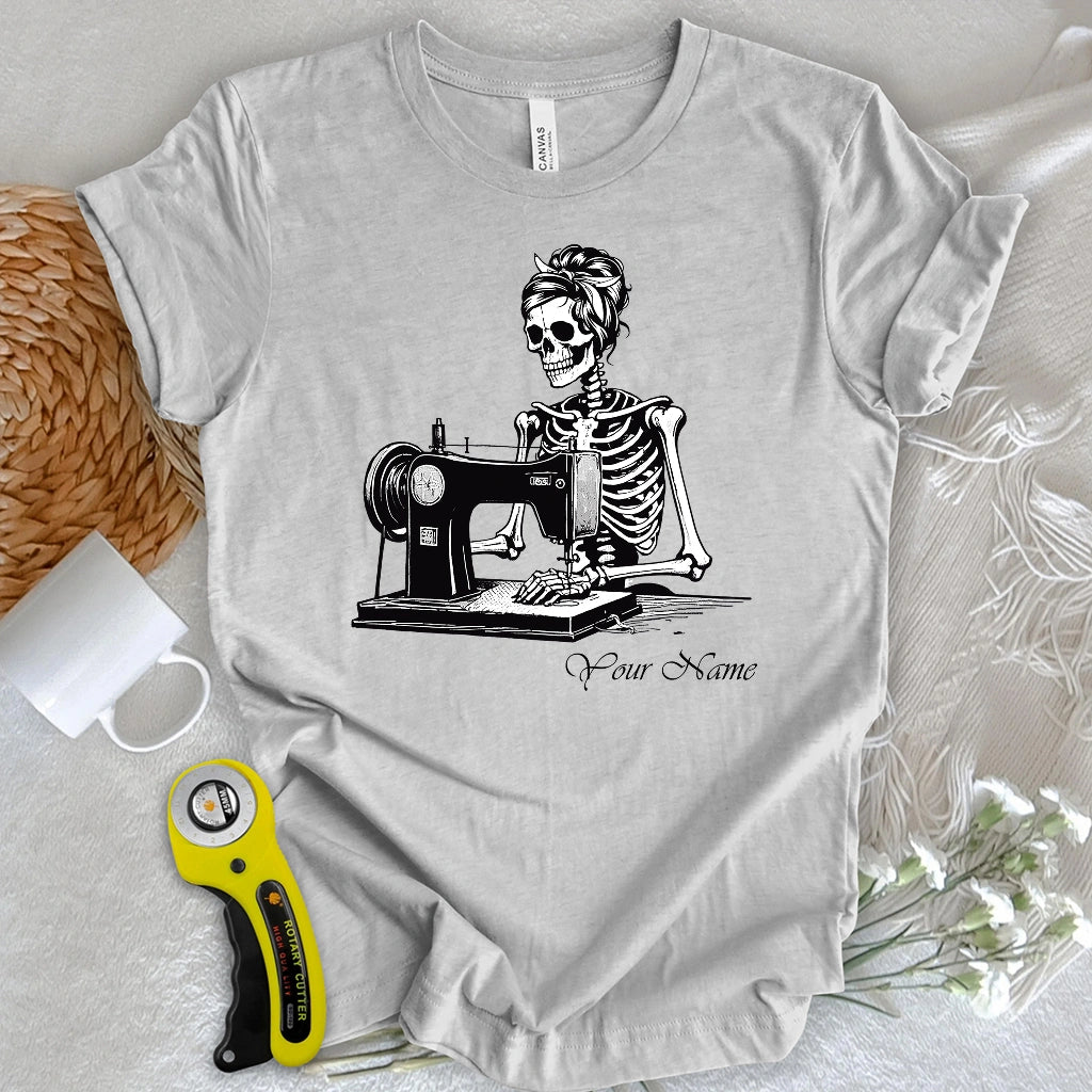 "Custom Name" Quilting Skeleton T-shirt