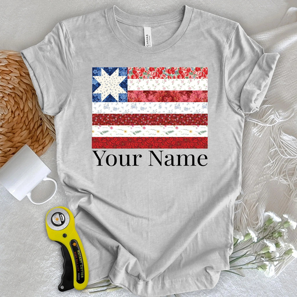 "Custom Name" USA Star Flag T-shirt