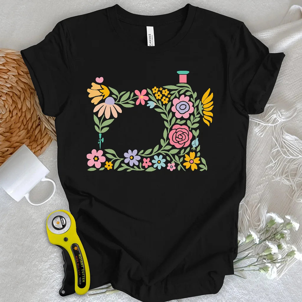 T-shirt Machine à fleurs abstraites