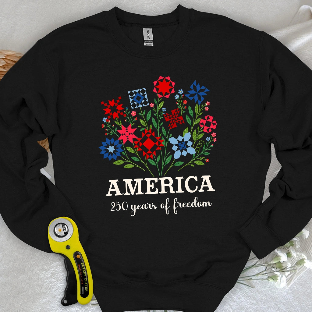 Americana Quilt Blooms Sweatshirt
