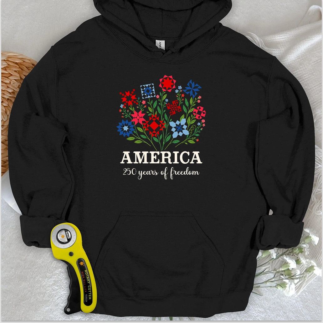 Americana Quilt Blooms Hoodie