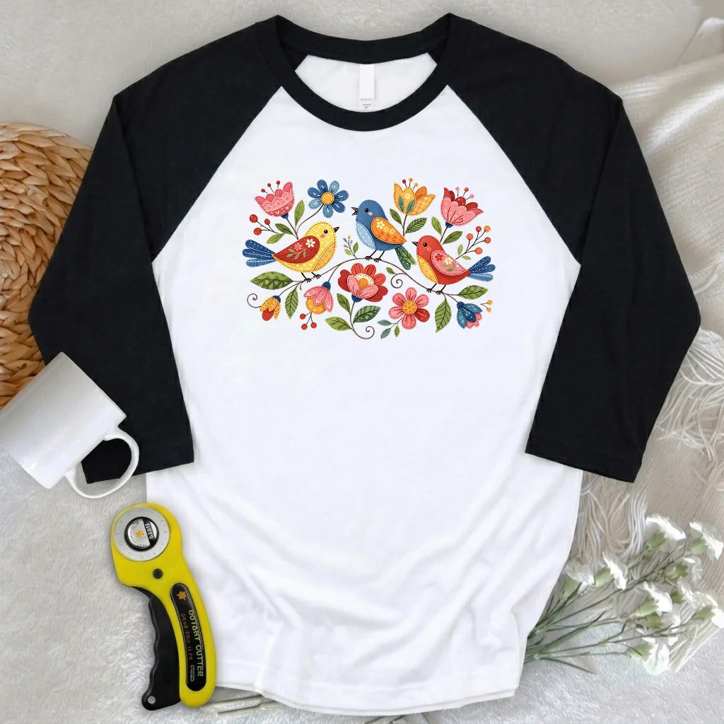 Appliqué Garden 3/4 Sleeve T-shirt