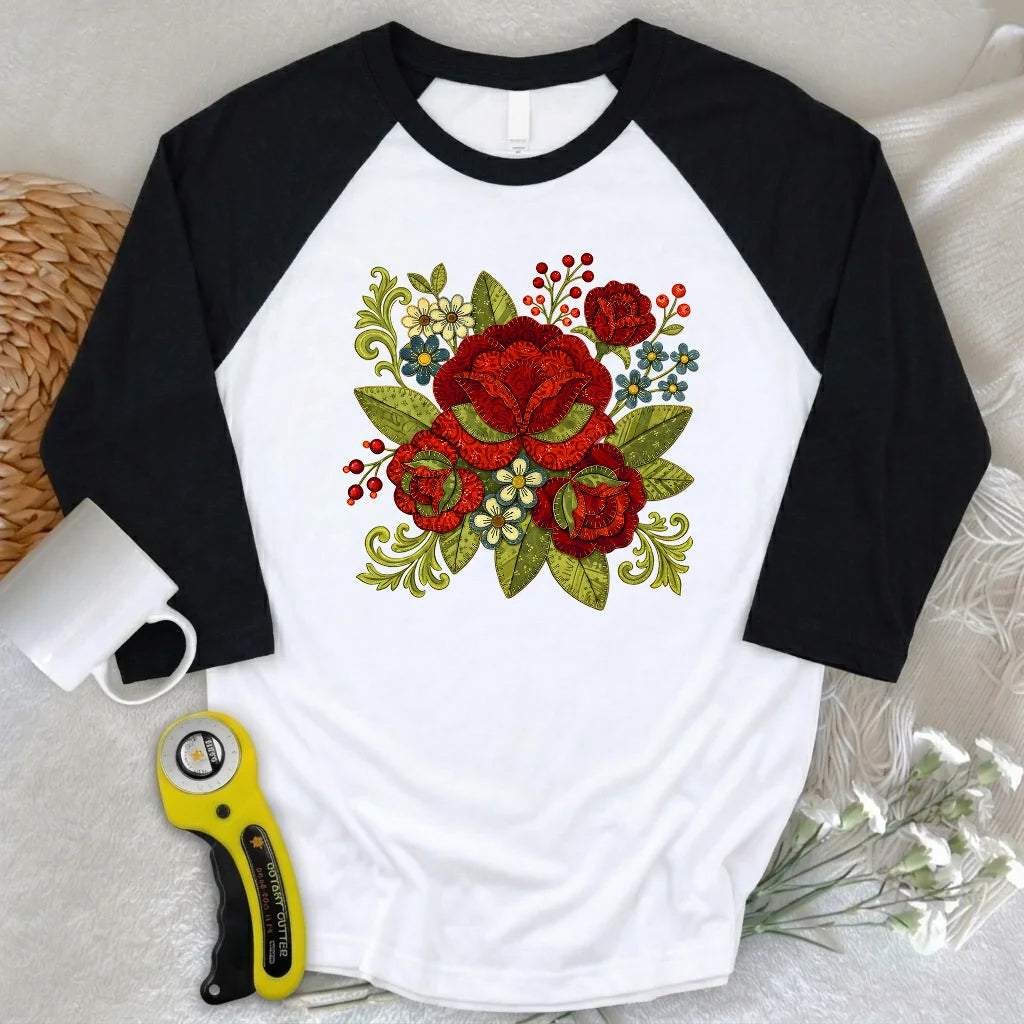 Appliqué Nerd 3/4 Sleeve T-shirt