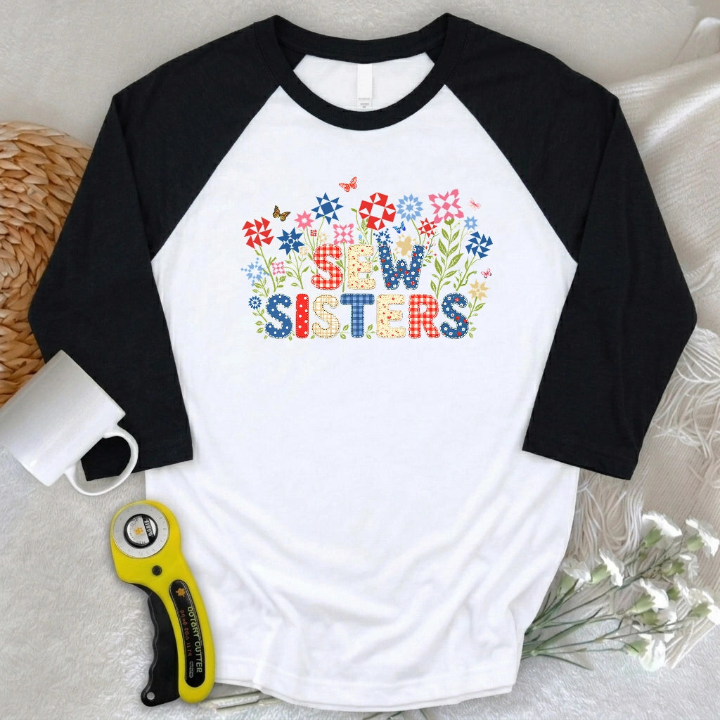 Appliqué Sew Sisters 3/4 Sleeve T-shirt