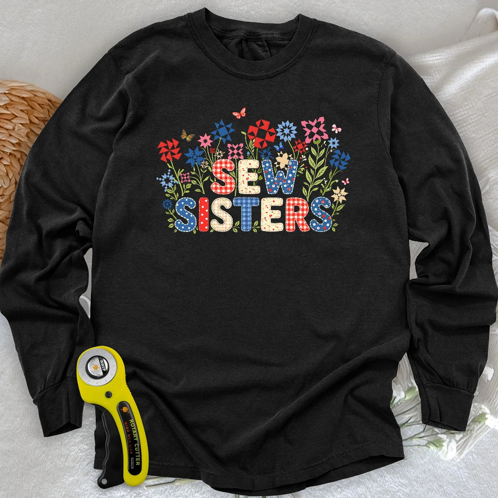 Appliqué Sew Sisters Long Sleeve T-shirt