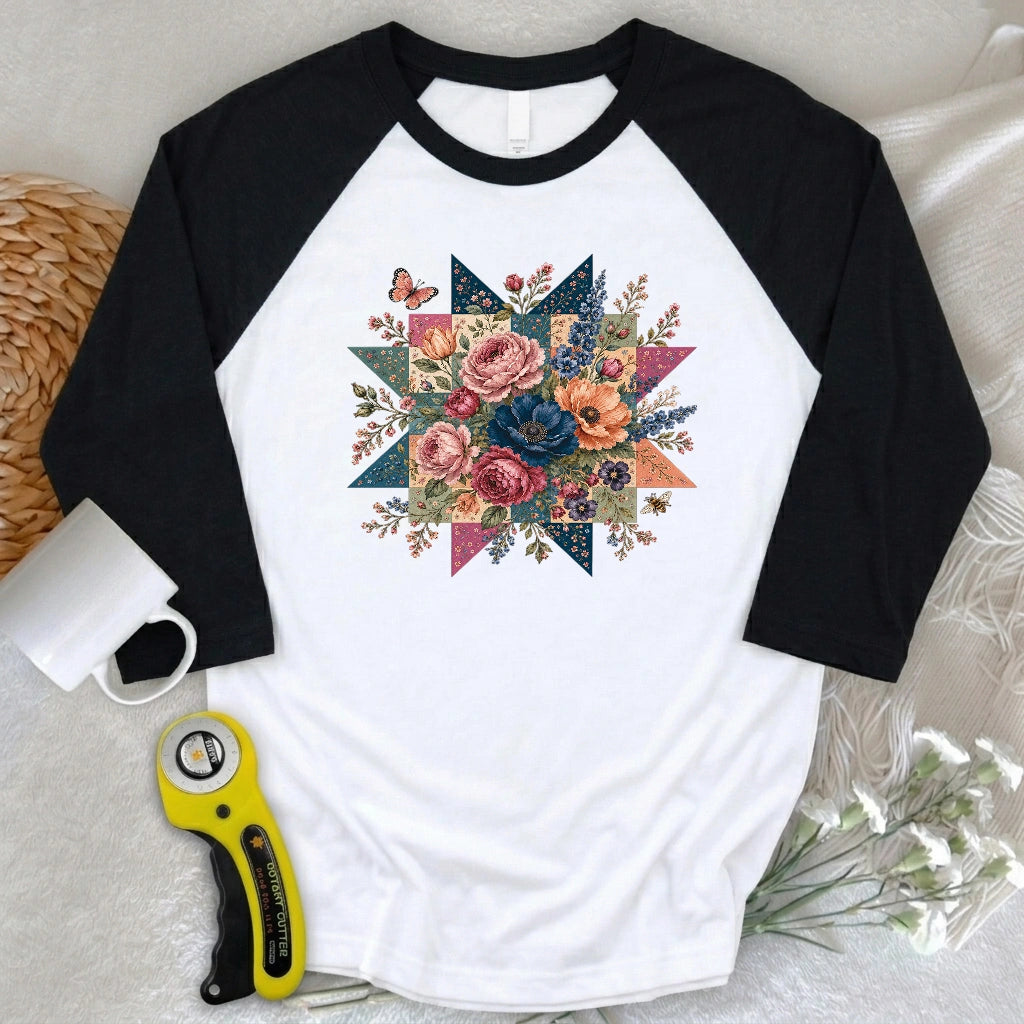 Blooming Patchwork Star 3/4 Sleeve T-shirt
