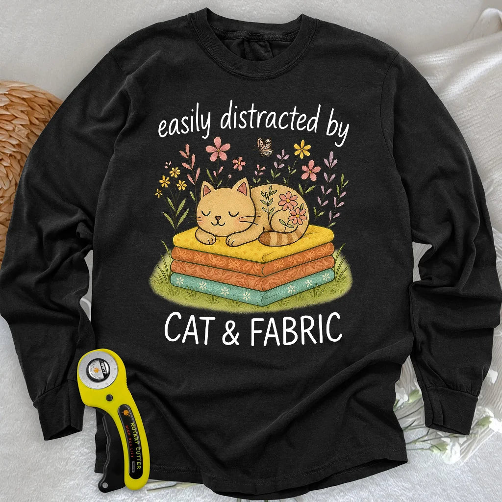 T-shirt à manches longues « Cat Nap for Quilters »
