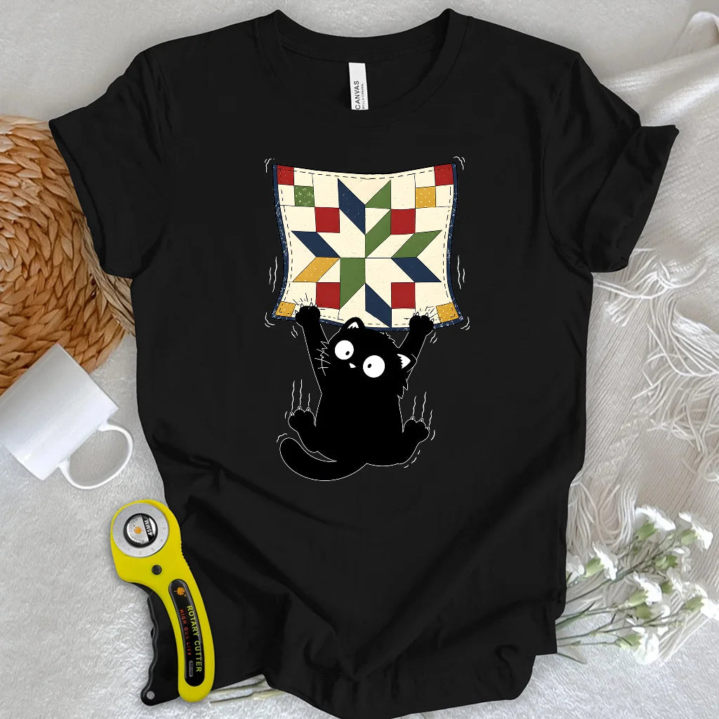Clingy Quilt Cat T-shirt