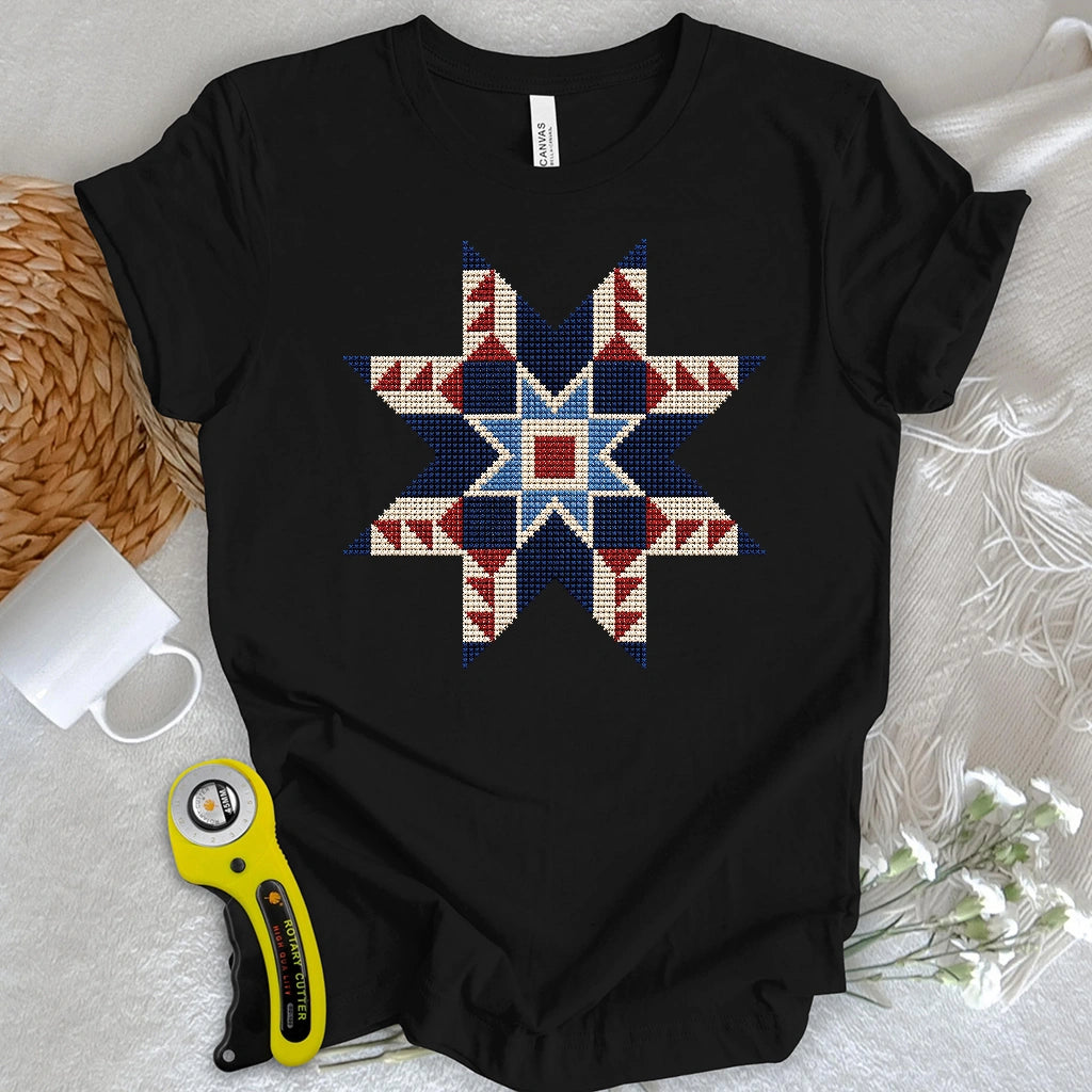 Cross-Stitched Quilt Star T-shirt