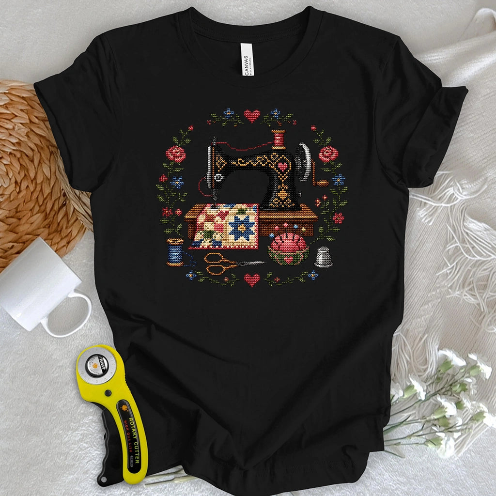 Cross-Stitched Sewing Machine T-shirt