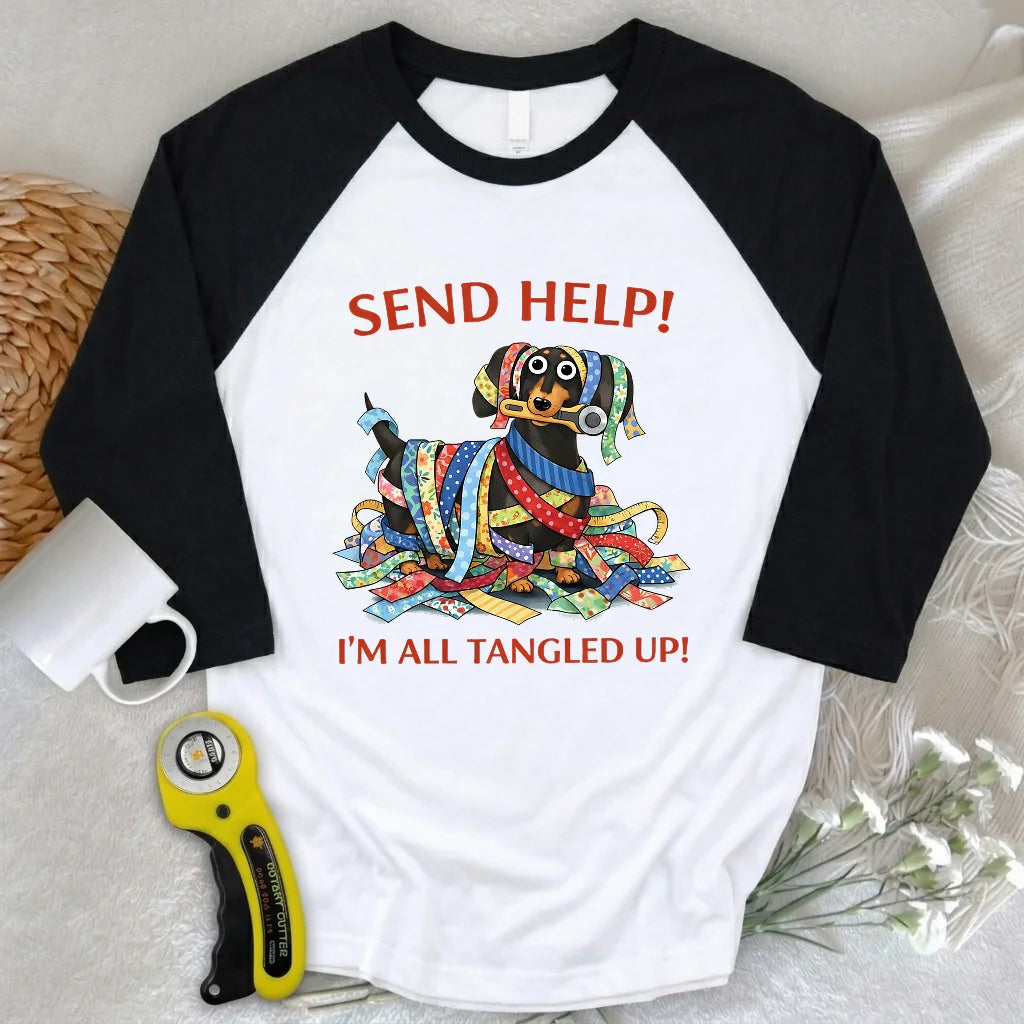 Fabric Strip Mess 3/4 Sleeve T-shirt
