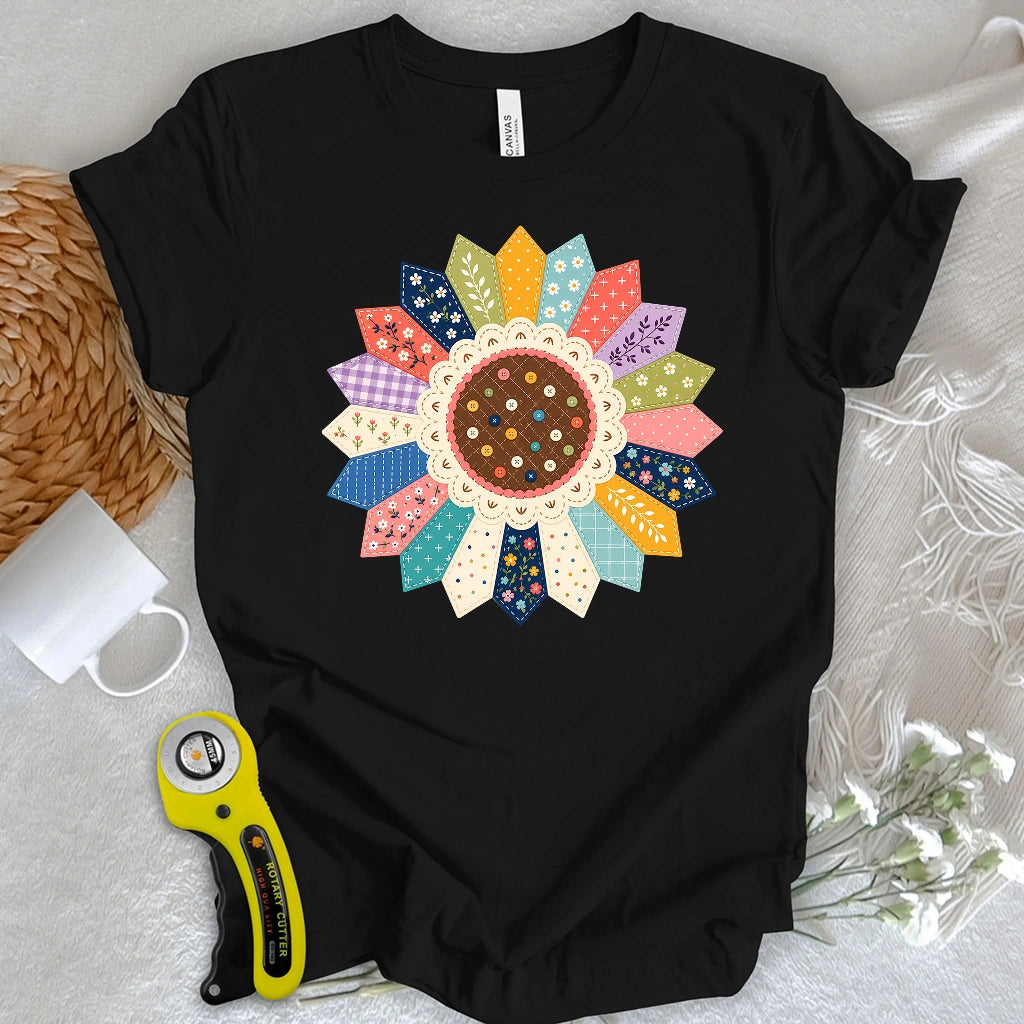 Floral Applique Quilt Block T-shirt